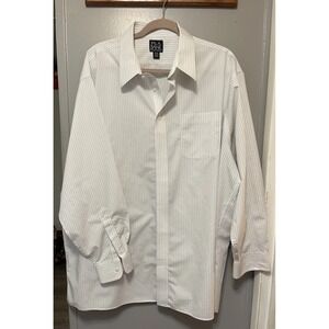 Jos A Bank Traveler White with Pinstripes Traditional Fit Shirt - 18 -35. 3XL